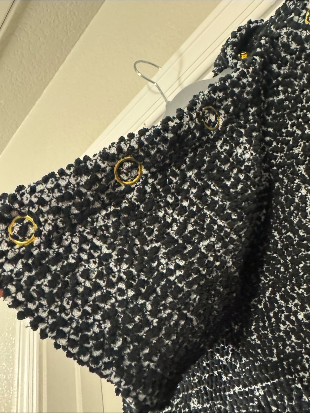 Calvin Klein Black & White Marled Funnel Neck Sweater with Snap Detail - Picture 9 of 13
